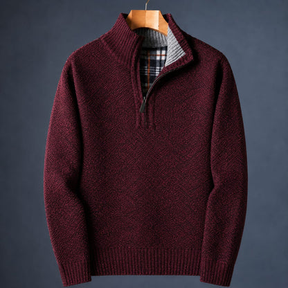 Quarter Zip Sweater with Mock Neck, Men's Knit Pullover 5