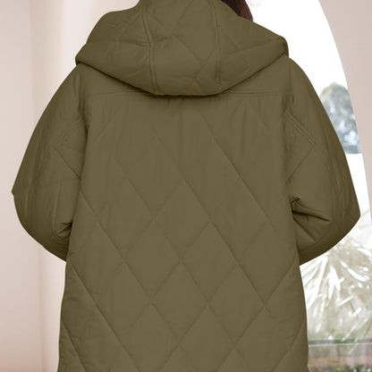 Winter Hooded Jacket, Quilted Lightweight Snap Button Coat 5