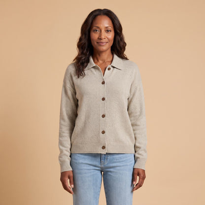 Relaxed Knit Shirt Jacket in Olive Green - front view