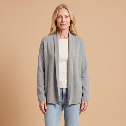 Relaxed Open Cardigan in Grey - front view