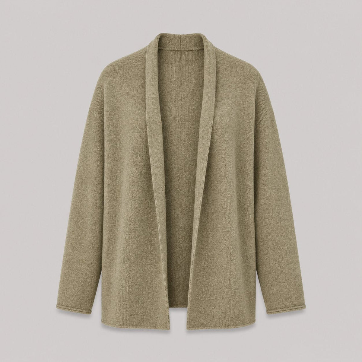 Relaxed Open Cardigan in Olive Green - flat product shot