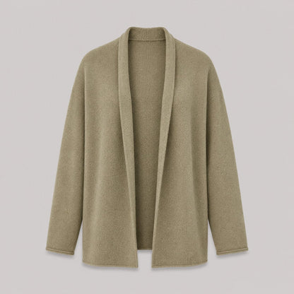 Relaxed Open Cardigan in Olive Green - flat product shot