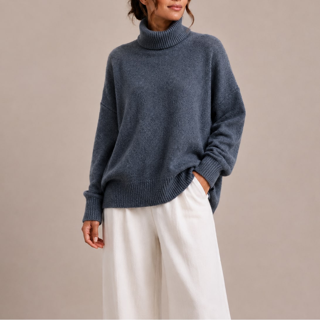 Oversized Turtleneck Sweater with Dropped Shoulders 2