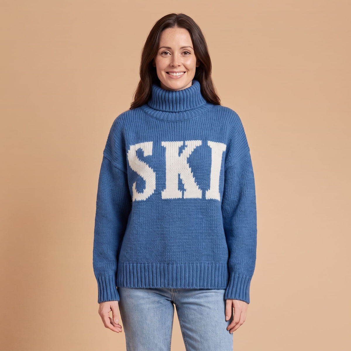 Retro Ski Turtleneck Sweater, Intarsia Knit Winter Jumper 1