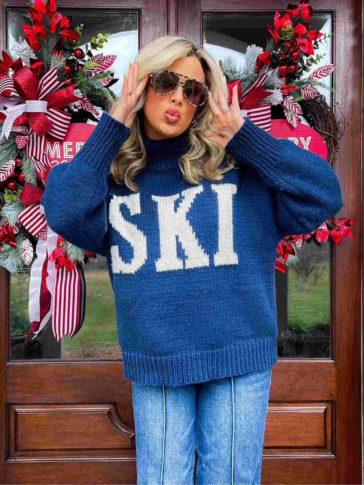Retro Ski Turtleneck Sweater, Intarsia Knit Winter Jumper 3