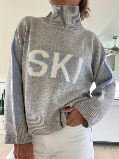 Retro Ski Turtleneck Sweater, Intarsia Knit Winter Jumper 4