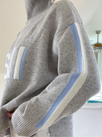 Retro Ski Turtleneck Sweater, Intarsia Knit Winter Jumper 5