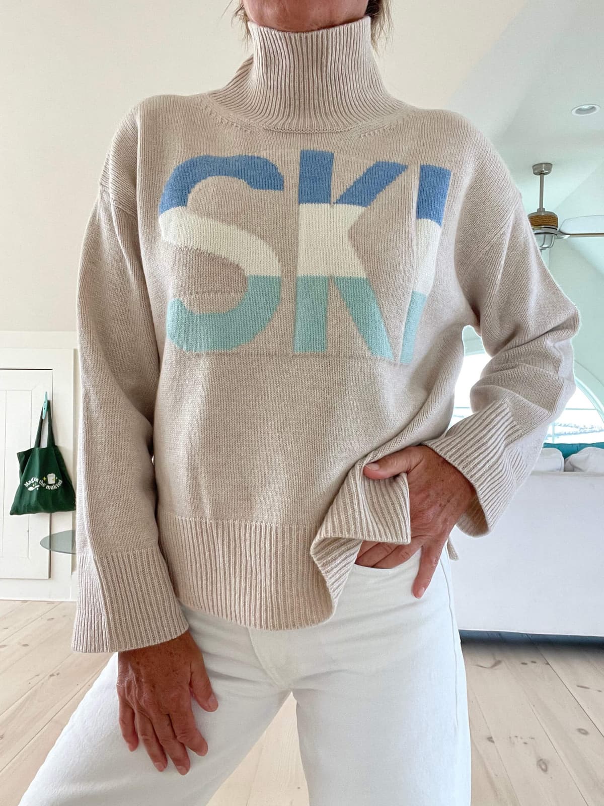 Retro Ski Turtleneck Sweater, Intarsia Knit Winter Jumper 6