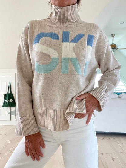 Retro Ski Turtleneck Sweater, Intarsia Knit Winter Jumper 6