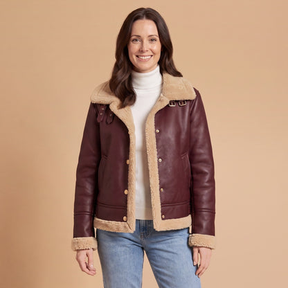 Sherpa Lined Faux Leather Aviator Jacket, Shearling Jacket 1