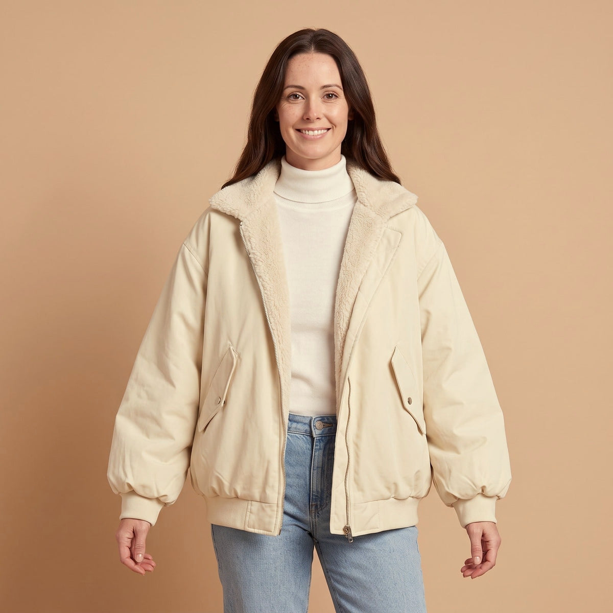 Winter Coat with Sherpa Lining, Oversized Hooded Jacket 1