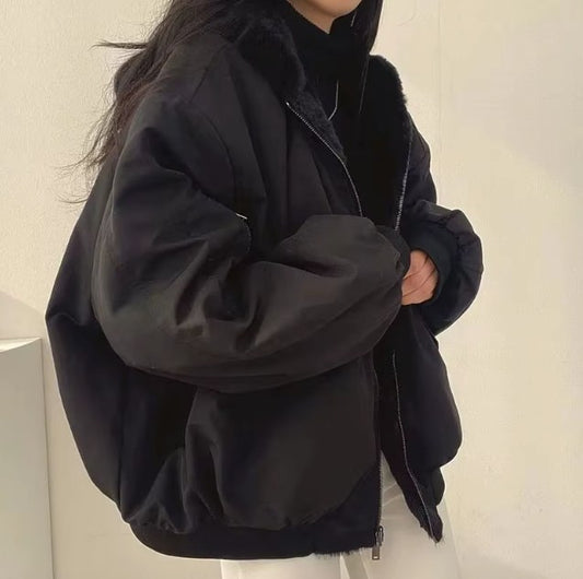 Winter Coat with Sherpa Lining, Oversized Hooded Jacket 1