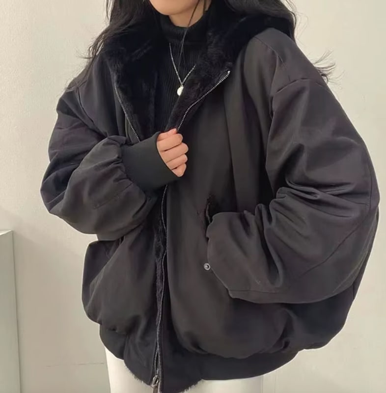Winter Coat with Sherpa Lining, Oversized Hooded Jacket 2