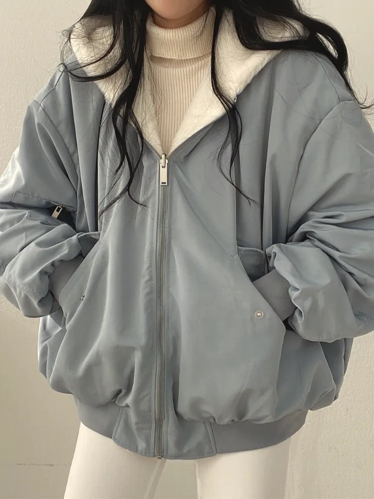 Winter Coat with Sherpa Lining, Oversized Hooded Jacket 3