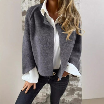 Winter Coat Short, Soft Faux Cashmere Button Jacket 2