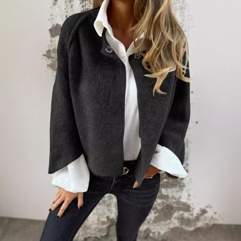 Winter Coat Short, Soft Faux Cashmere Button Jacket 3
