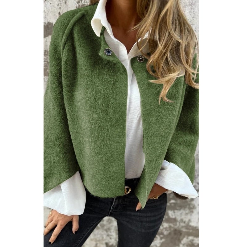 Winter Coat Short, Soft Faux Cashmere Button Jacket 5