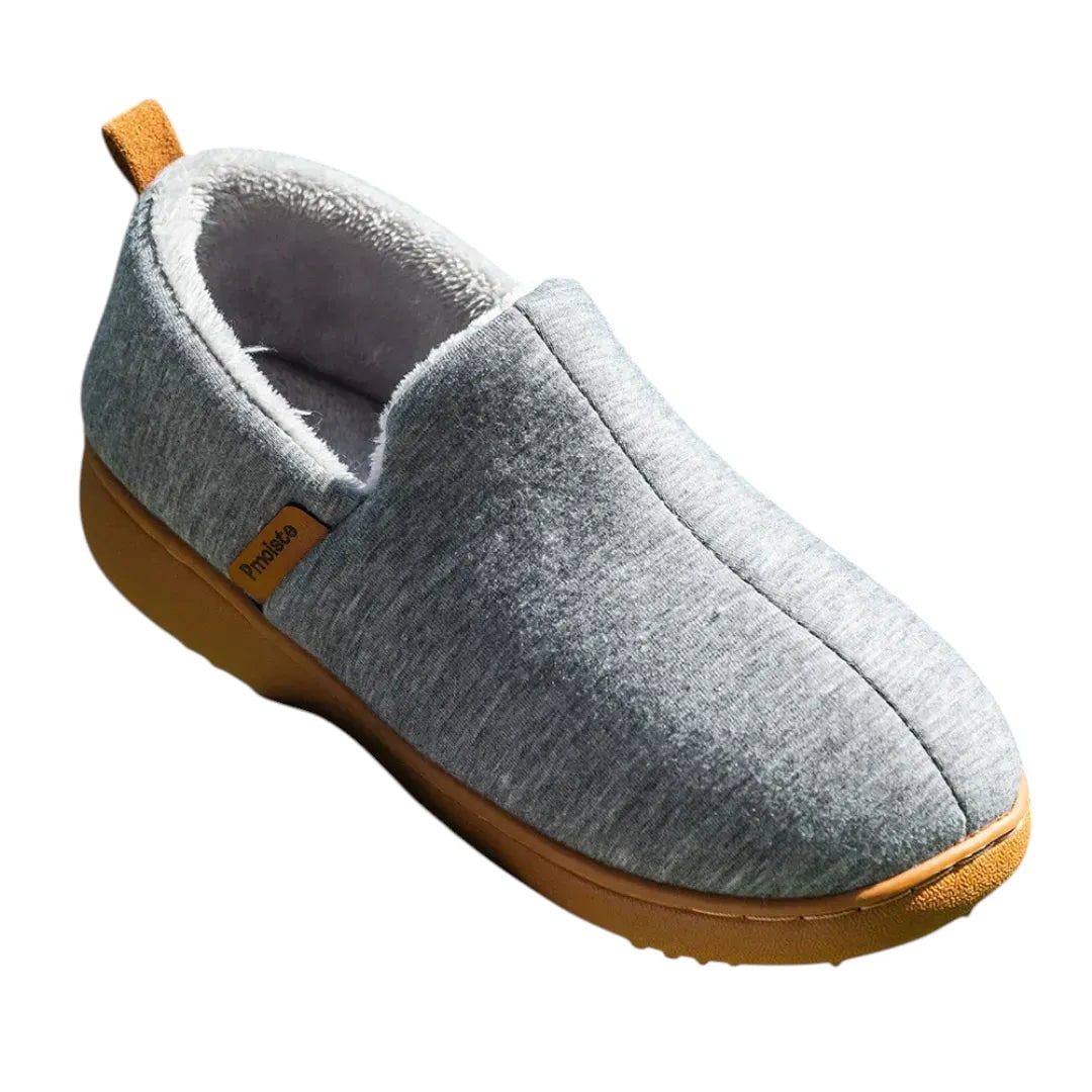 Grey cushioned fleece lined house slippers 7