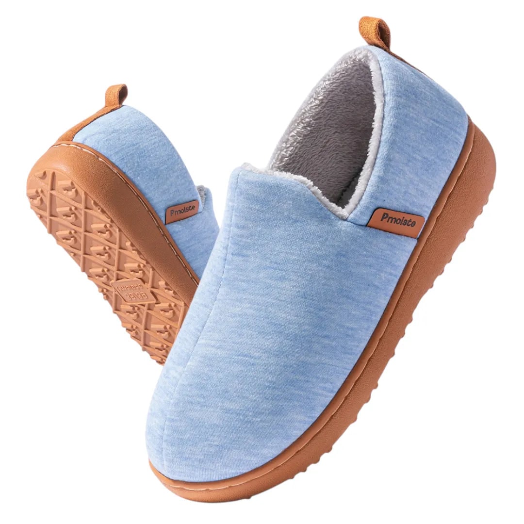 Blue cushioned fleece lined house slippers 8