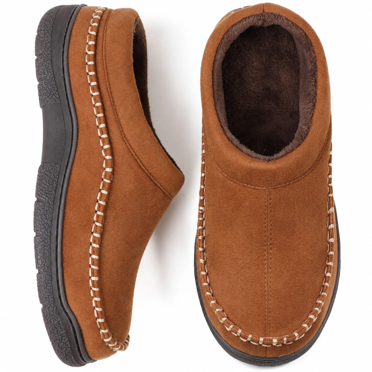 Brown soft slip on slippers for men 3