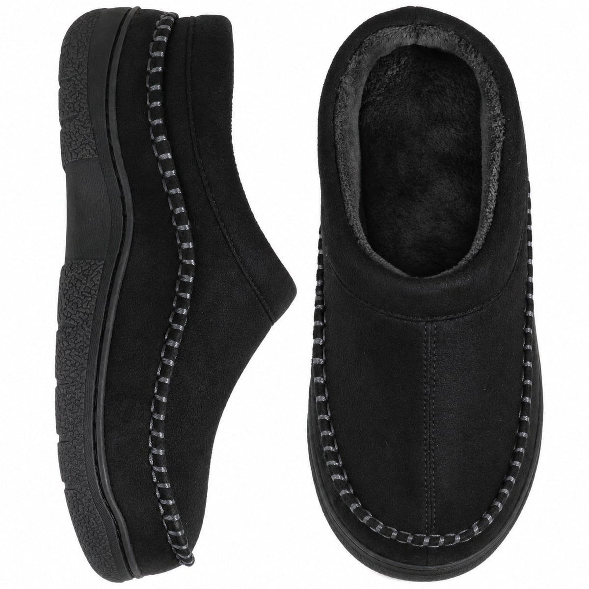 Black soft slip on slippers for men 4