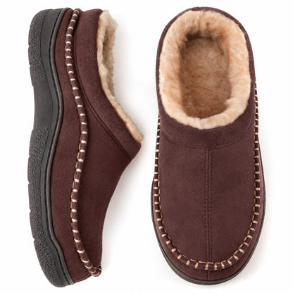 Dark brown soft slip on slippers for men 5