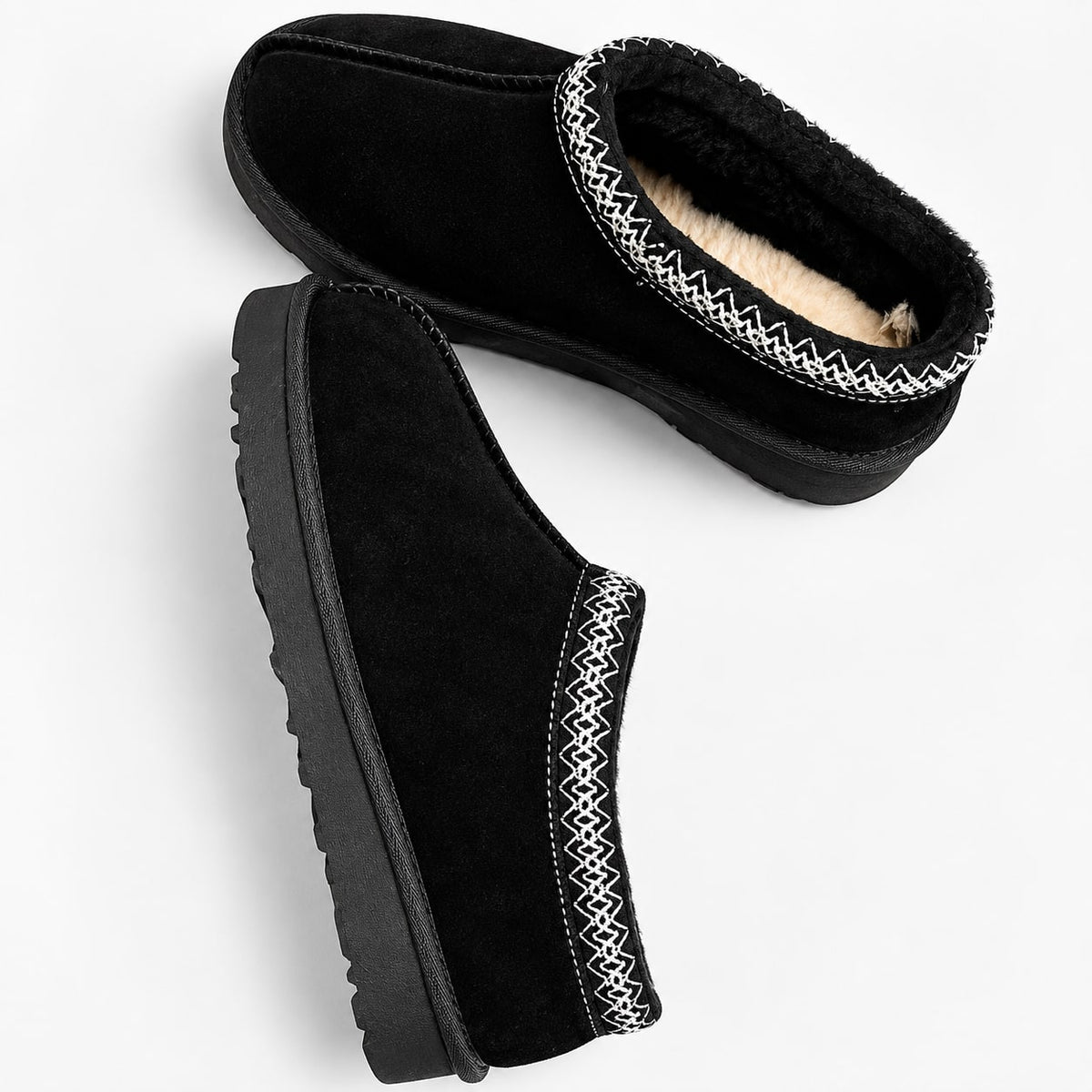 Black slippers with soft lining seen from above 5