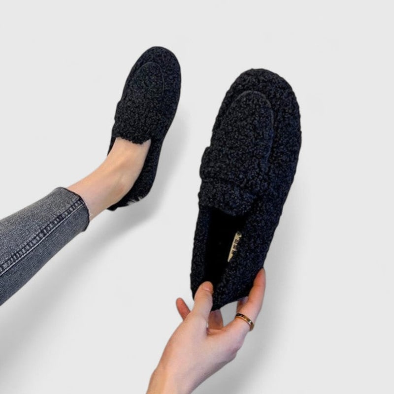 Black warm slip on house loafers 2