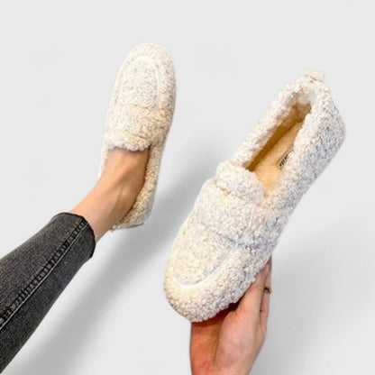 Beige warm slip on house loafers 3