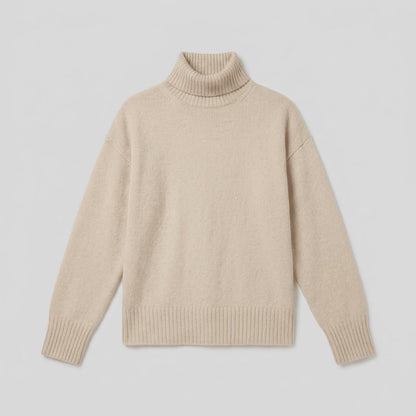 Soft Knit Turtleneck in Beige - flat product shot