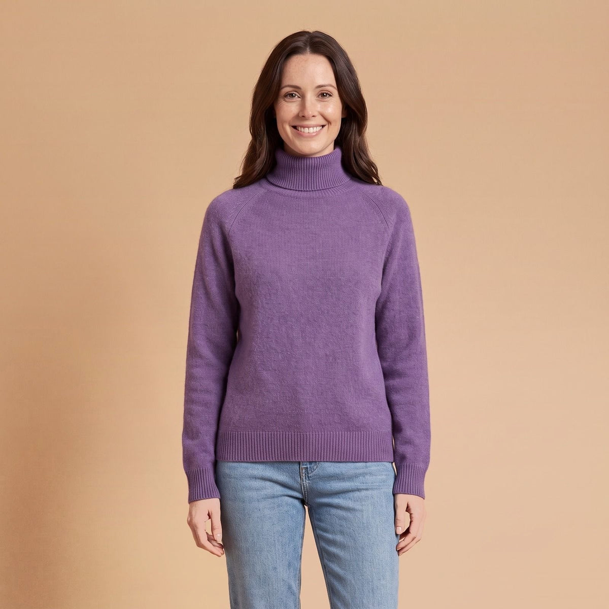 Soft Knit Turtleneck Sweater, Relaxed Raglan Winter Jumper 1