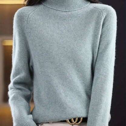 Soft Knit Turtleneck Sweater, Relaxed Raglan Winter Jumper 3