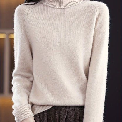 Soft Knit Turtleneck Sweater, Relaxed Raglan Winter Jumper 4