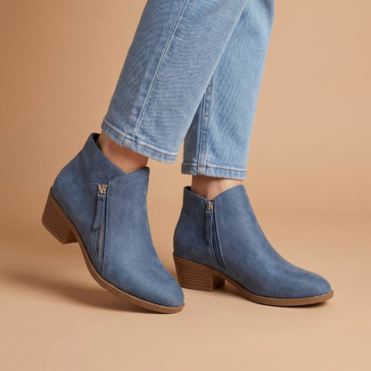 Winter Boots with Block Heel, Suede Look Ankle Boots 1