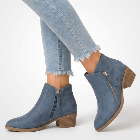 Winter Boots with Block Heel, Suede Look Ankle Boots 1