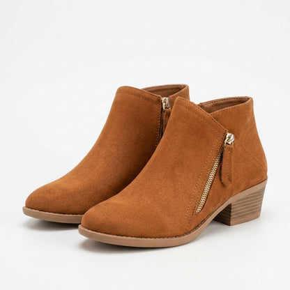 Winter Boots with Block Heel, Suede Look Ankle Boots 2