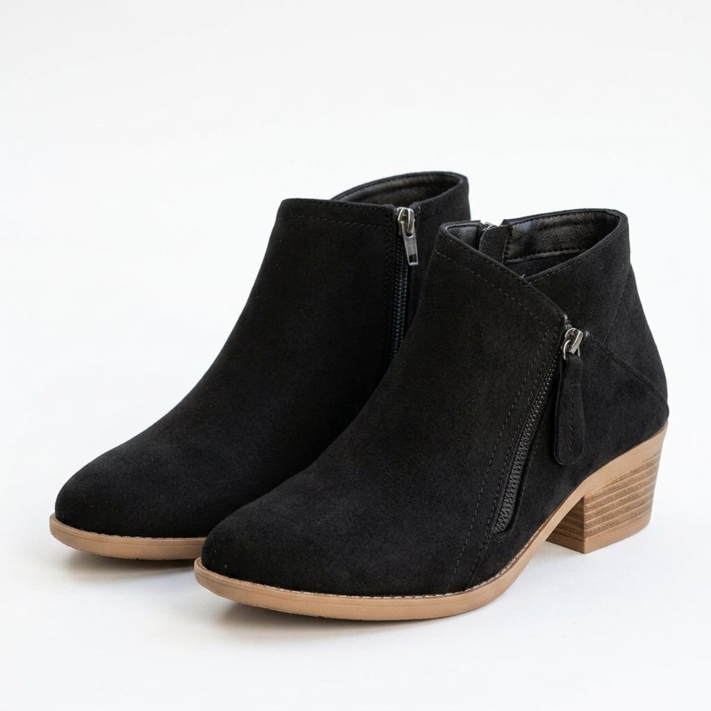 Winter Boots with Block Heel, Suede Look Ankle Boots 3