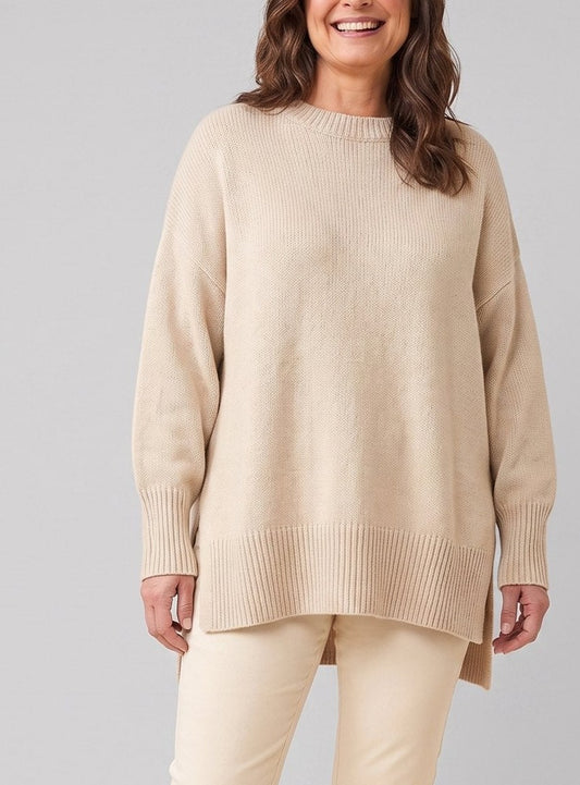 Suzie Oversized Pullover in Beige - front view