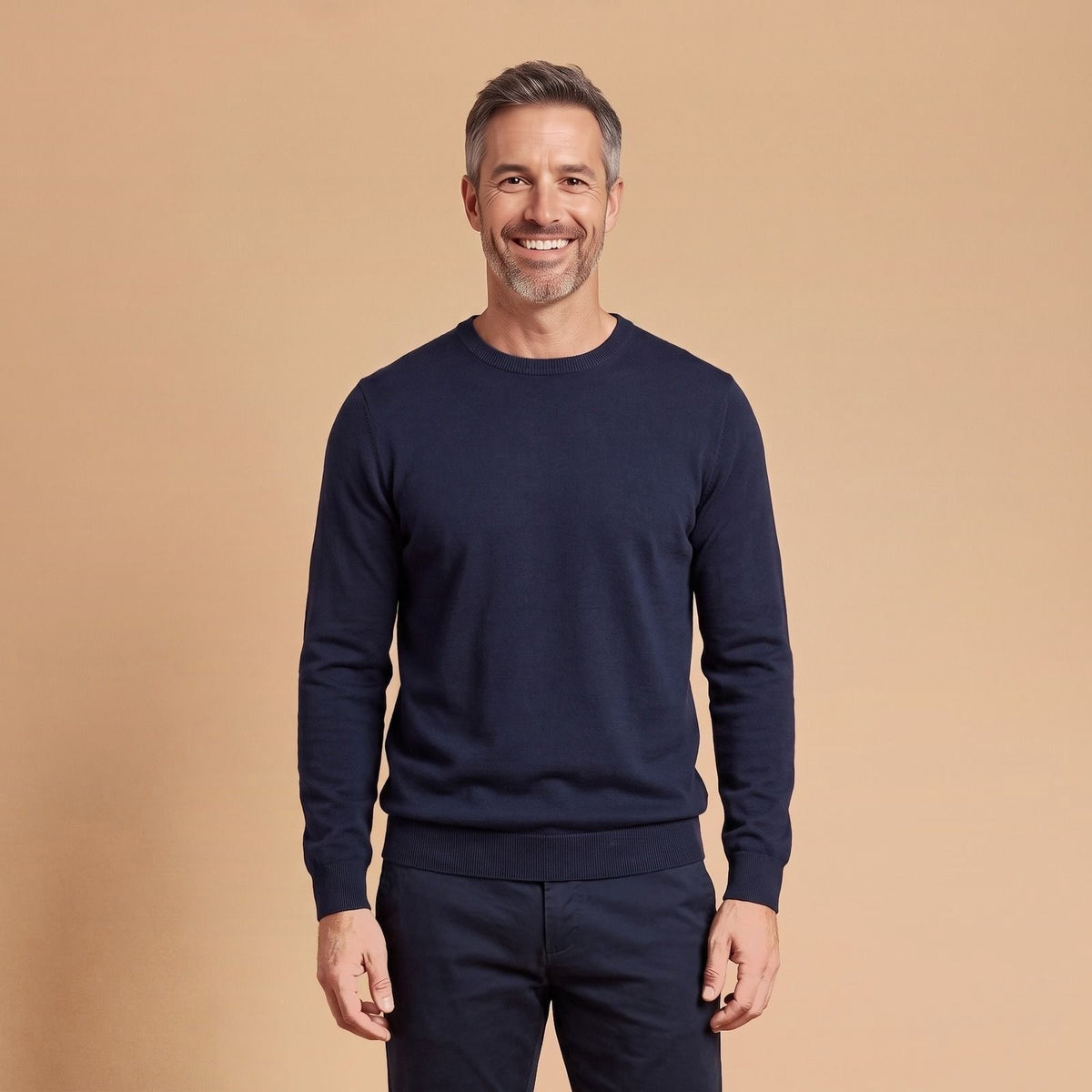 Men's Crew Neck Sweater, Classic Regular Fit Knit Pullover 1