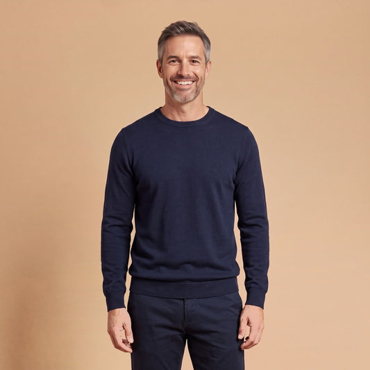 Men's Crew Neck Sweater, Classic Regular Fit Knit Pullover 1