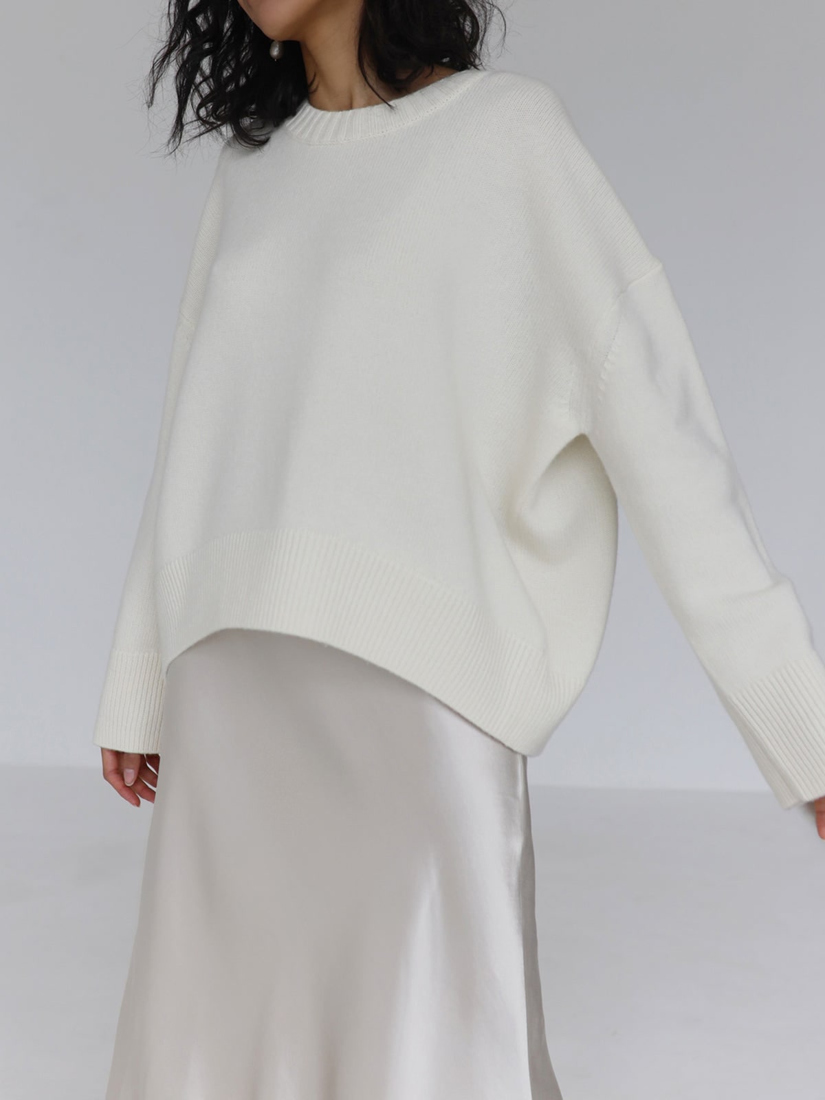 Oversized Crew Neck Sweater, Women's Knit Pullover 7
