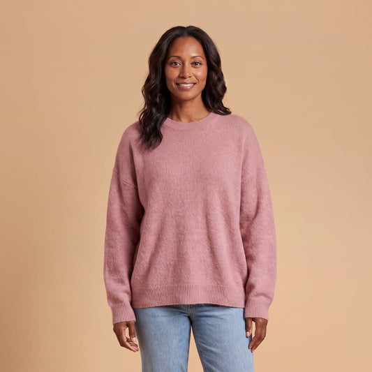 Soft Brushed Knit Sweater, Women's Oversized Pullover 1
