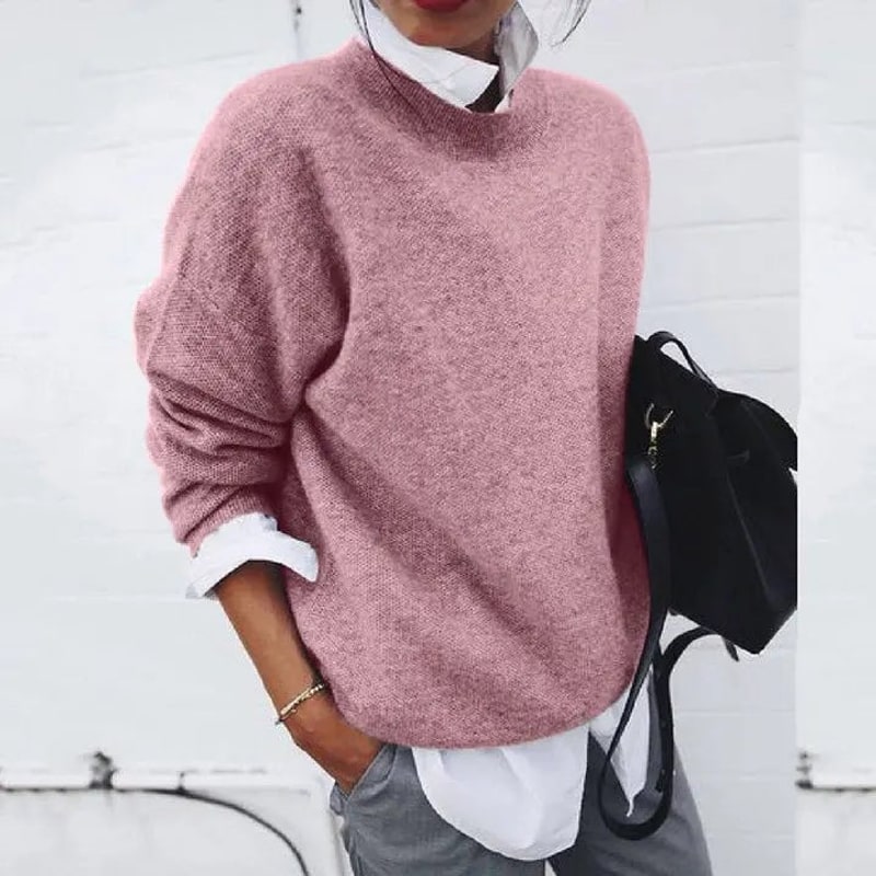 Soft Brushed Knit Sweater, Women's Oversized Pullover 2