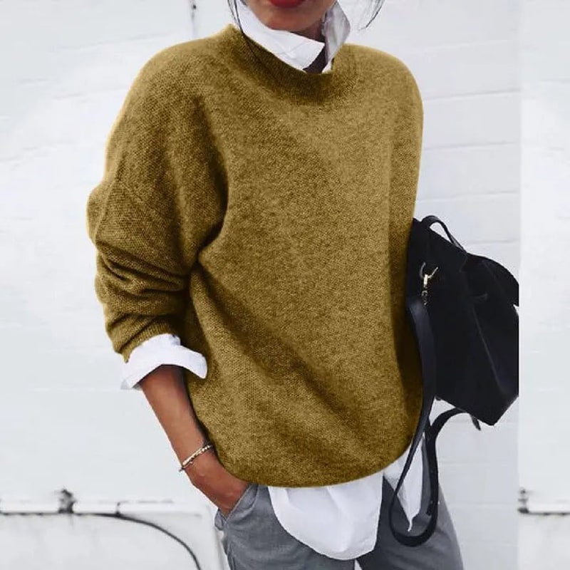 Soft Brushed Knit Sweater, Women's Oversized Pullover 3