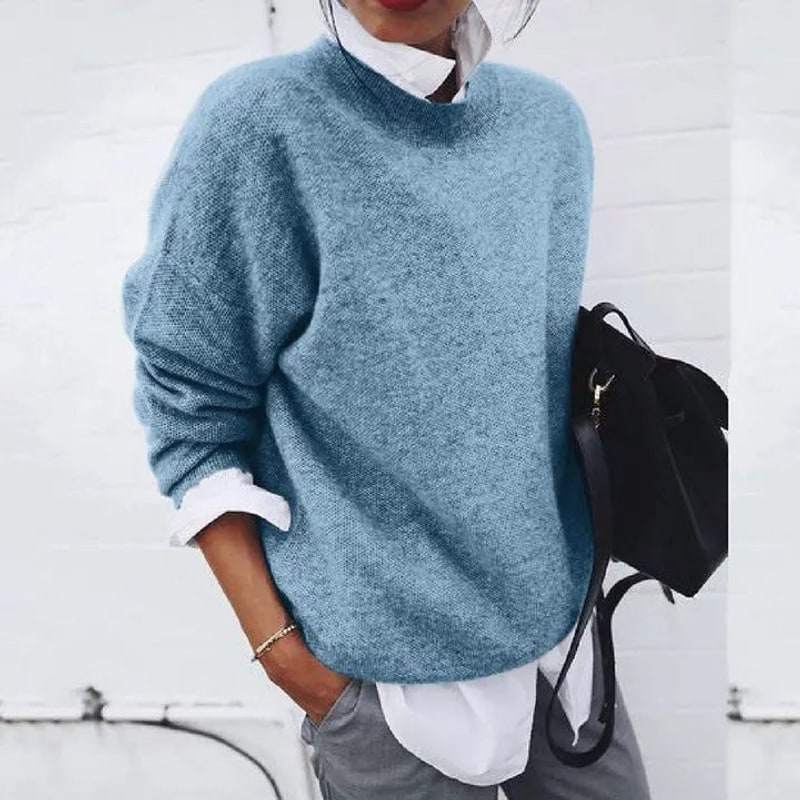 Soft Brushed Knit Sweater, Women's Oversized Pullover 4