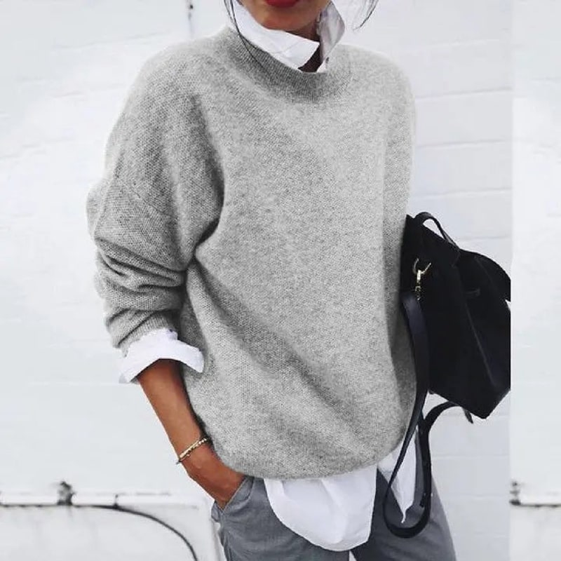 Soft Brushed Knit Sweater, Women's Oversized Pullover 5