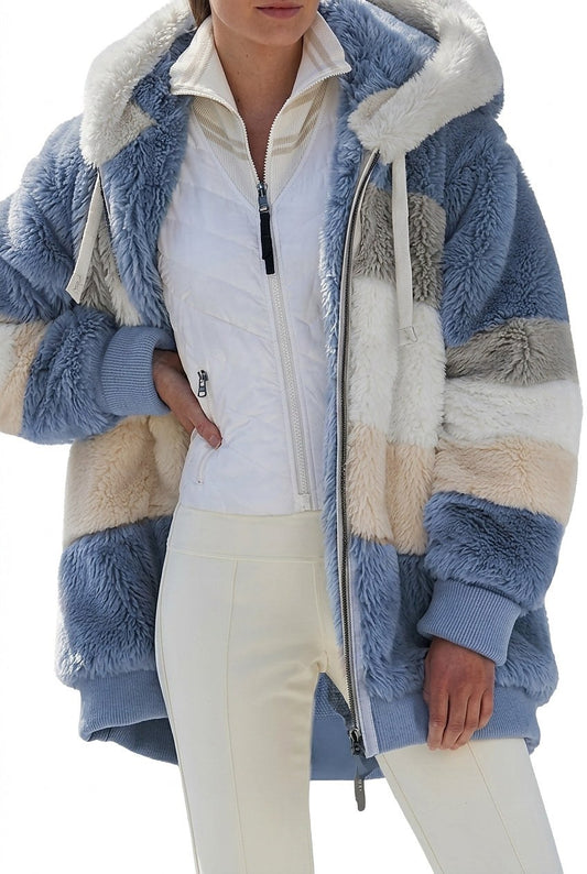 Thermal Jacket in Colour Block Faux Fur, Winter Jacket 1
