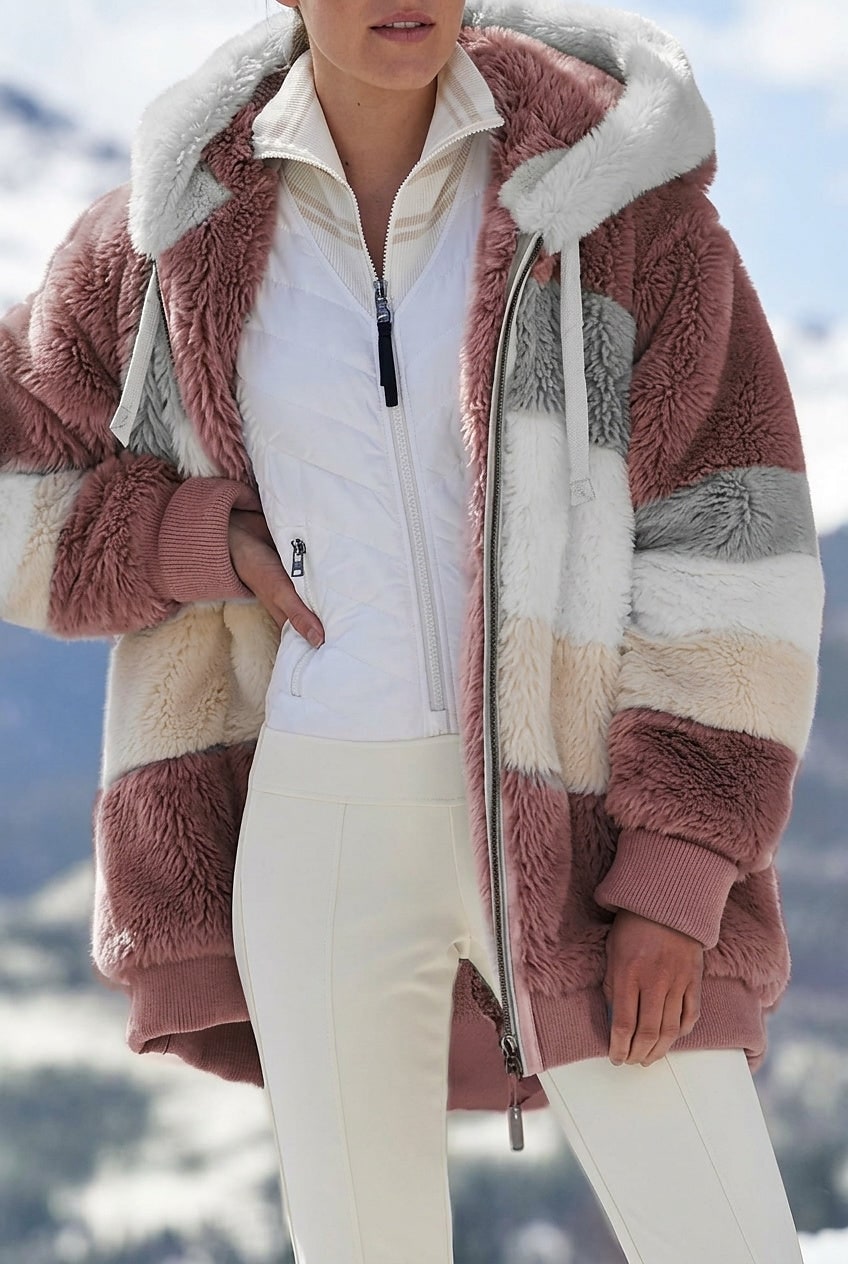 Thermal Jacket in Colour Block Faux Fur, Winter Jacket 3