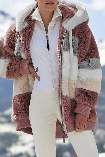 Thermal Jacket in Colour Block Faux Fur, Winter Jacket 3