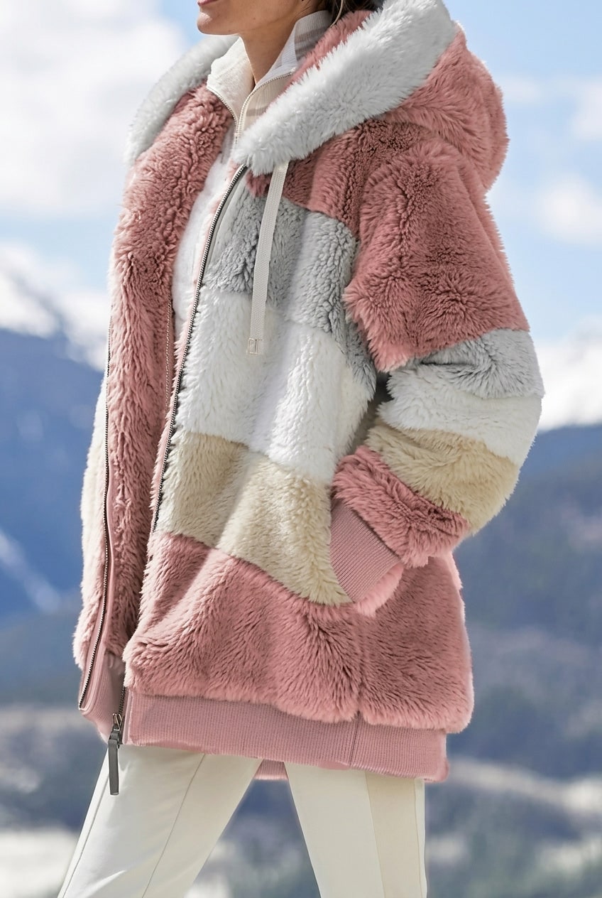 Thermal Jacket in Colour Block Faux Fur, Winter Jacket 7